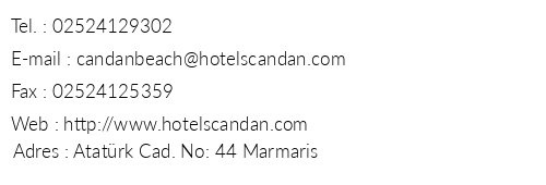 Candan Beach Hotel telefon numaralar, faks, e-mail, posta adresi ve iletiim bilgileri